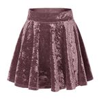 Urban GoCo Kadın Kız Çocuk Basic Mini Paten Etek Kadife Streç Etek, # 2 pembe, L