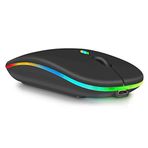 UrbanX ProBook 455 G8 için Bluetooth Şarj Edilebilir Fare Dizüstü Bluetooth Kablosuz Fare Dizüstü/PC/Mac/iPad pro/Bilgisayar/Tablet/Android RGB LED Onyx Siyah