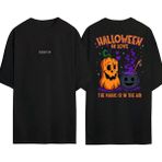 Urbvn Halloween In Love Tasarım Baskılı Siyah Oversize T Shirt
