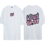 Urbvn Kicked Ghost 1 Tasarım Baskılı Beyaz Oversize T Shirt - XL