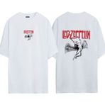 Urbvn LED Zepplin 1 Tasarım Baskılı Beyaz Oversize T Shirt - XL