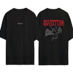 Urbvn LED Zepplin Angels Tasarım Baskılı Siyah Oversize T Shirt - XL