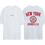 Urbvn Newyork Brooklyn Tasarım Baskılı Beyaz Oversize T-Shirt - XL