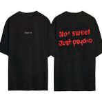 Urbvn No Sweet Tasarım Baskılı Siyah Oversize T Shirt