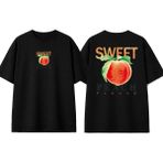 Urbvn Sweet Peach Tasarım Baskılı Siyah Oversize T-Shirt