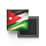 Ürdün - Abstract Efektli Bayrak - Baskılı Kare Buzdolap Magneti