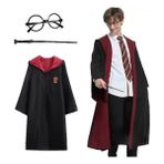 Üreticiniz Harry Potter Gryffindor Kapişonlu Çocuk Kostüm + Asa + Gözlük Seti 5-6 Yaş