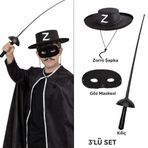 Üreticiniz Zorro Kostüm Seti 3’lü Çocuk – Şapka, Maske Ve Kılıç 481348