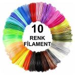 uretmaker Pla Filament 10 Renk 30 Metre (10 X 3 Metre) Pla Filament Çok Renkli