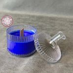 Uretti - Ayşe 7362 El Yapımı Şeffaf Kapaklı Dekoratif Mavi Mum - 6 x 9 cm - 1 Adet