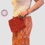 Uretti - Ayşegül 6289 El Yapımı Desenli Kağıt Ip Clutch Çanta 19CM - Kırmızı - Kırmızı - Kırmızı