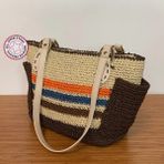 Uretti - Banu 4978 El Yapımı Kağıt Ip Günlük Omuz Çantası - Boy: 24 cm En: 38 cm Askı: 28 cm - Kahverengi