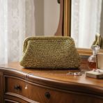 Uretti - Beyza 9093 7482 El Yapımı Gold Metalik Şık Clutch Çanta / 17 x 30 cm - Altin