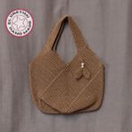 Uretti - Emine 9106 5065 El Örgüsü Ahşap Boncuk Detaylı Omuz Çantası - Açık Kahve - (38 cm*35 cm) Askı Boyu:16cm