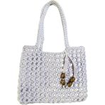 Uretti - Emine 9106 El Örgüsü Ahşap Boncuk Detaylı Penye Kumaş Omuz Çantası - 27 x 21 - Lila