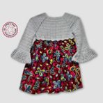 Uretti - Filiz 9248 Kız Çocuk Örme Robalı Kelebek Desenli Pazen Kumaş Elbise 4 Yaş - Mavi