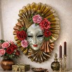 Uretti - Hülya 6683 1657 El Yapımı Maskeli Çingene Melek Duvar Maskesi / Dekoratif Obje - 20x27 cm
