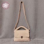 Uretti - Hülya 6683 9518 El Örgüsü Bej Makrome Ip Kadın El ve Omuz Çantası - 26x20