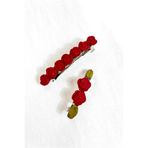 Uretti - Hülya 6683 El Yapımı Gül Desenli Polimer Kil 2’li Set Klipsli Saç Tokası / 8 cm - 6 cm