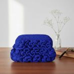Uretti - Nazlı 4607 3992 El Yapımı Fırfırlı Model Makrome Ip Clutch Çanta / 15 x 25 cm - Lacivert