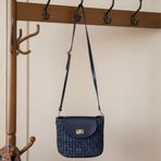 Uretti - Nazlı 4607 6498 El Yapımı Siyah Rafya Ip Çapraz Çanta / 26 x 19 cm