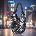 Uretti - Nazlı 4607 9686 El Yapımı Pullu Payetli Abiye El / Omuz Çantası - 27 x 20 cm