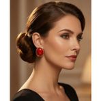 Uretti - Nerman 4053 9578 Vintage Oval Gold Çerçeve Taşlı Küpe