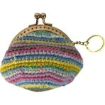 Uretti - Öznur 7392 1700 El Örgüsü Şerit Desen Mini Bozuk Para Cüzdanı - Mavi - Lila