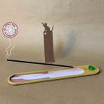 Uretti - Pınar 6606 El Yapımı Bohem Tarzı Tütsü Kayığı - 5 x 25 cm / Kahverengi Kedi Kitap Ayracı - Sarı
