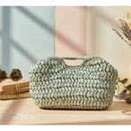 Uretti - Şennur 3131 1445 El Örgüsü Burs Kapamalı Rafya İp Clutch Çanta