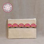 Uretti - Sümeyya 2589 0773 El Yapımı Etnik Hint İşi Şerit Motifli Clutch Çanta - En: 28 cm Boy: 20 cm - Kahverengi
