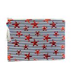 Uretti - Sümeyya 2589 2454 El Yapımı Deniz Yıldızlı Boncuk İşlemeli Çizgili Model Clutch Çanta