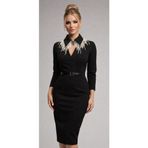 Uretti - Sümeyya 2589 2674 El Yapımı Sallantılı İnci İşleneli Siyah Seyyar Yaka - Boncuklu Choker Kolye