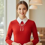Uretti - Sümeyya 2589 5693 El Yapımı Fiyonk Model Beyaz Seyyar Yaka İncili Choker Kolye (Sahte Yaka)