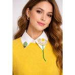 Uretti - Sümeyya 2589 8483 El Yapımı İncili Papatya İşlemeli Seyyar Yaka - Taş İşlemeli Choker Kolye
