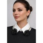Uretti - Sümeyya 2589 8737 El Yapımı Çiçekli Boncuklu Beyaz Seyyar Yaka - Taş İşlemeli Choker Kolye