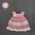 Uretti - Talia 8659 1429 El Örgüsü Koton Ip Kız Çocuk Elbise - 1 Yaş / Pembe - Beyaz - Beyaz - Pembe