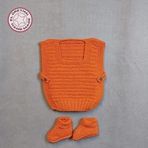Uretti - Talia 8659 2067 El Örgüsü Erkek Çocuk Kiremit Rengi Süveter - Patik Set - 12-18 Ay