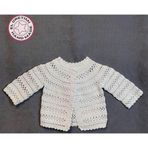 Uretti - Talia 8659 2842 El Örgüsü Koton İp Kız Çocuk Beyaz Hırka - 9/12 Ay