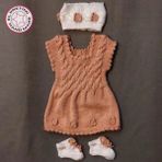 Uretti - Talia 8659 5678 El Örgüsü Kız Çocuk Elbise - Bandana - Patik Üçlü Takım - 6 / 9 Ay - Açık Gül Kurusu - 0 - 9 Ay