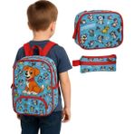 Uretti - Volkan 4975 2072 Anaokulu ve Günlük Kullanım Okul + Beslenme Çantası + Kalemlik 3'lü Set - 36x27 - Mavi