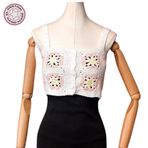 Uretti - Yıldız 7202 7367 El Örgüsü Yazlık Beyaz Kadın Büstiyer/Crop Bluz - 36/38/40 - Yavruağzı