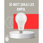 Urfakent 30W Şarjlı LED Ampul E27 Duy %80 Enerji Tasarruflu Soğuk Beyaz