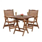 Ürgüp Ahşap Bahçe Balkon Takımı: 60x80 Masa + 2 Sandalye Katlanır Set