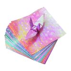 URROMA Meteor Origami Kağıdı, Parıltılı Origami Kağıdı, El İşi Malzemeleri, 60 Adet, Kare, Katlanabilir, Origami Kağıdı, El İşleri için, Sanat Aksesuarları, 14,2 cm