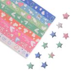 URROMA Origami yıldızlı kağıt, 800 adet, çizgi film teması, kağıt yıldız şeritler, el yapımı sanat, el işi, ev kartları, hediye, parti ve el işi dekorasyonu, 8 renk