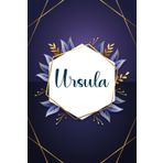 Ursula: Taccuino personalizzato con il nome Ursula | Regalo di compleanno per moglie, mamma, sorella, figlia ... | Foglie blu | 110 pagine a righe, Piccolo formato 6x9 pollici (15,24 x 22,86 cm)