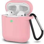 URUCHI AirPods 1/2. Nesil ile Uyumlu İnce ve Hafif Silikon Kılıf, Yumuşak Esnek Tasarım, Anahtarlıklı, Kablolu ve Kablosuz Şarj Uyumlu, Günlük Kullanım Aksesuarı – Açık Pembe (A1523 A1722 A1602 A2031 A2032)