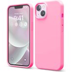 URUCHI Apple iPhone 13 Kılıf 6.1 ile Uyumlu, İnce Sıvı Silikon 3 Katmanlı Tam Kaplamalı Yumuşak Jel Kauçuk Kılıf Kapak (Pembe, 6.1 inç)