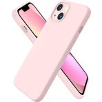 URUCHI Apple iPhone 13 Kılıf 6.1 ile Uyumlu, İnce Sıvı Silikon 3 Katmanlı Tam Kaplamalı Yumuşak Jel Kauçuk Kılıf Kapak (Pudra Pembe, 6.1 inç)